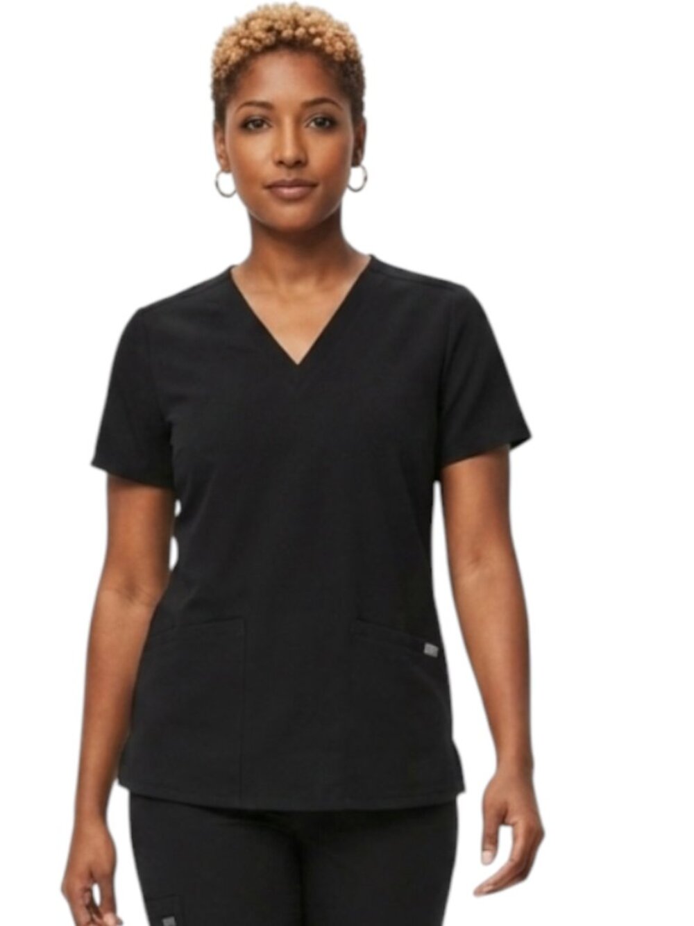 Figs Medium Casma Medical Scrub Top in Black